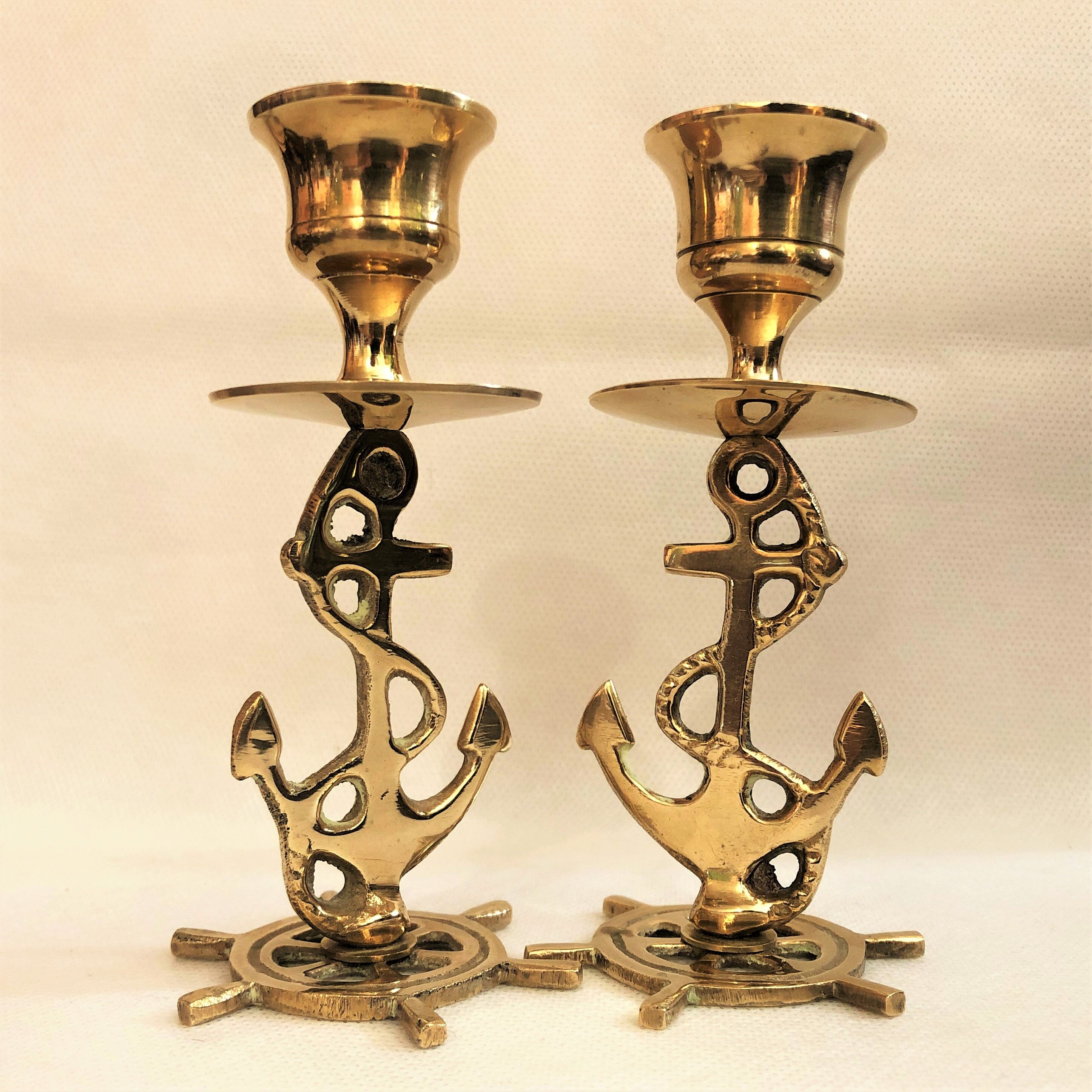 Pair of gilded brass candlesticks