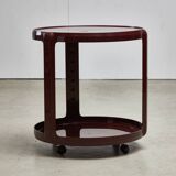 Desserte ronde et bar bordeaux, par Alberto Rosselli pour Kartell, années 1970
