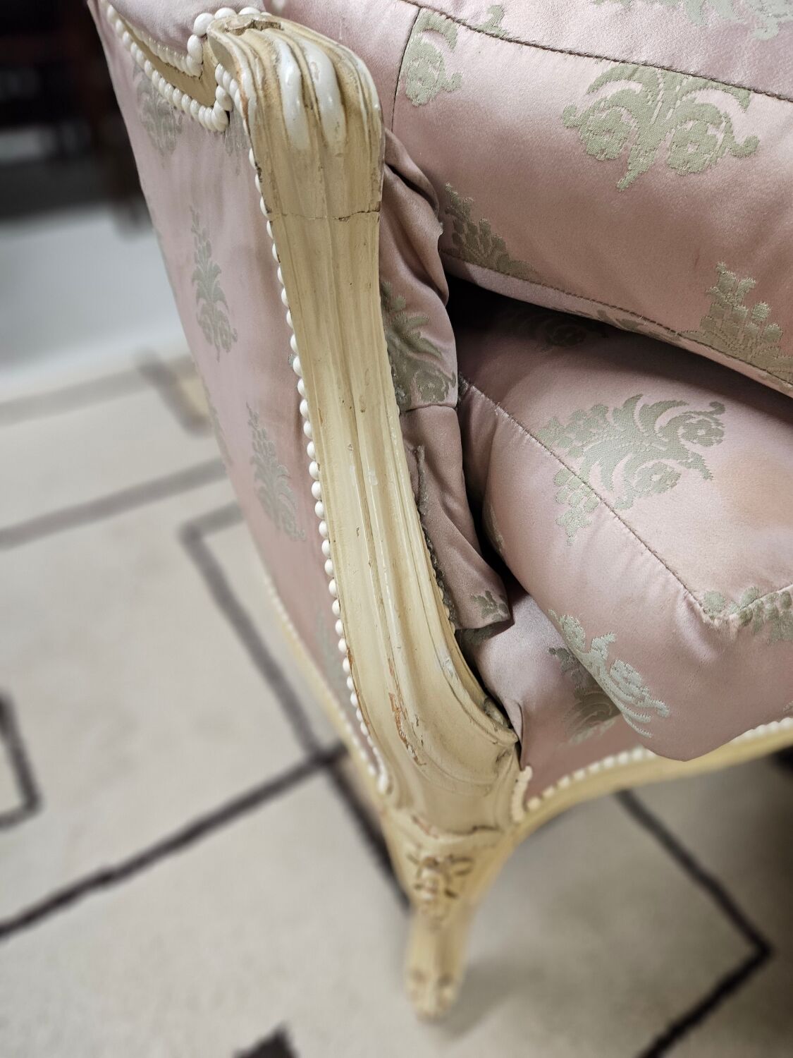 Pair of 1960s silk bergère armchairs