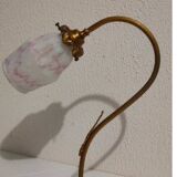 Art nouveau swan neck and tulip glass lamp