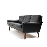 Mid Century Danish black Leather Sofa Set