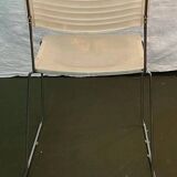 Set of 4 Italian Spilimbergo chairs in chromed steel and white plastic