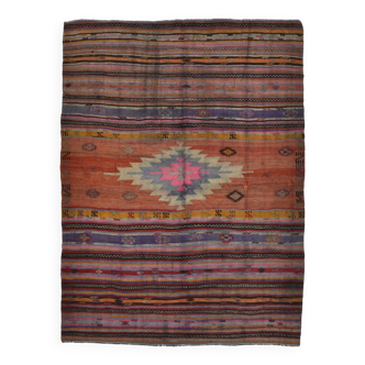 Tapis oriental vintage fait main 6x8, 176x242 cm