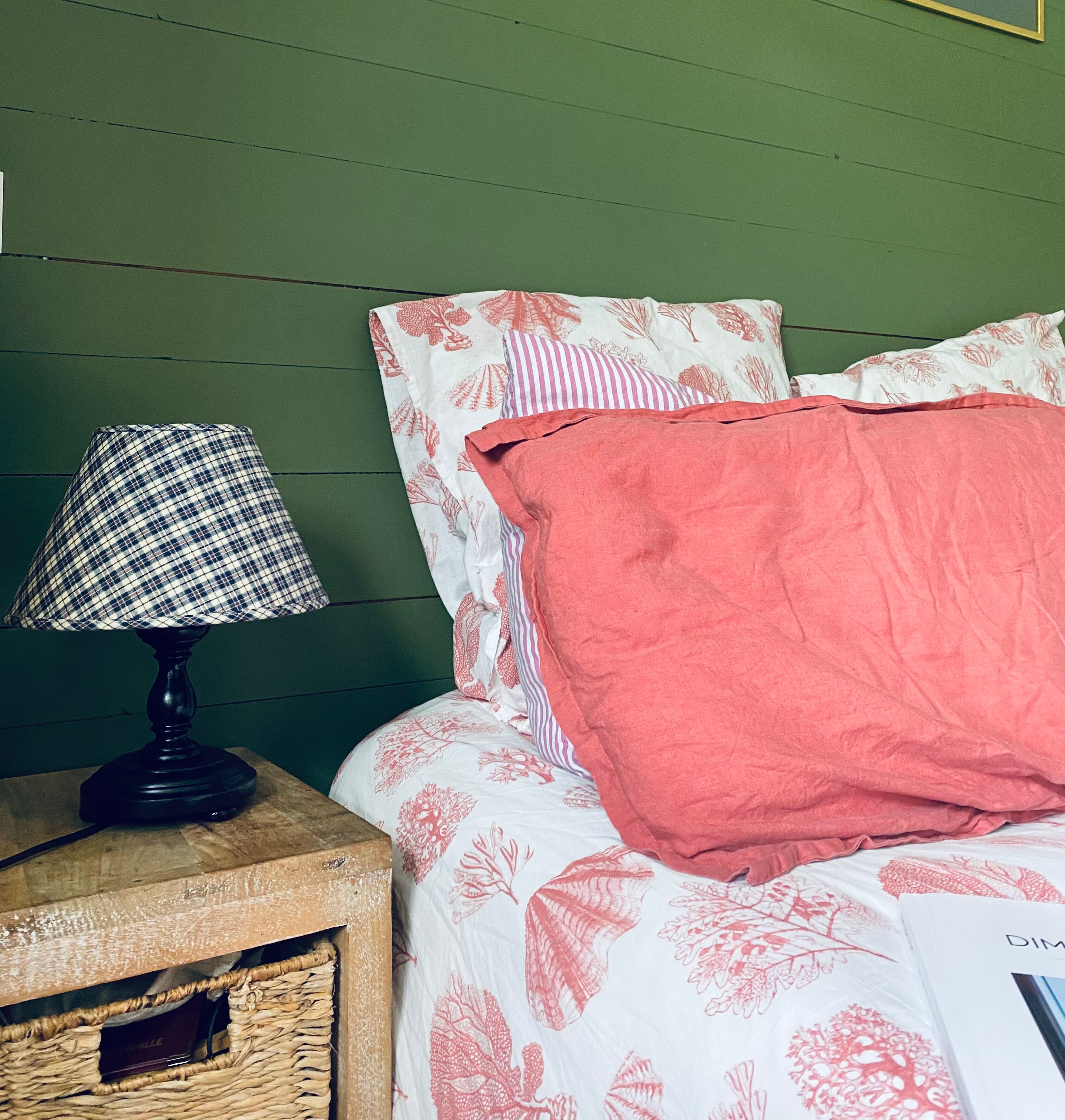 Pair of turned wooden bedside lamps