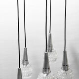 Chandelier suspension waterfall 5 globes Philips 1960-70