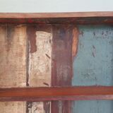Wall shelf 3 shelves + 4 hooks cast iron in polychrome wood