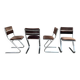Set of 4 brown velvet zigzag chairs 1970