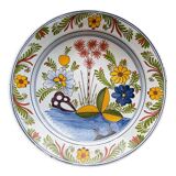 Plat en faience de delft polychrome fleurs