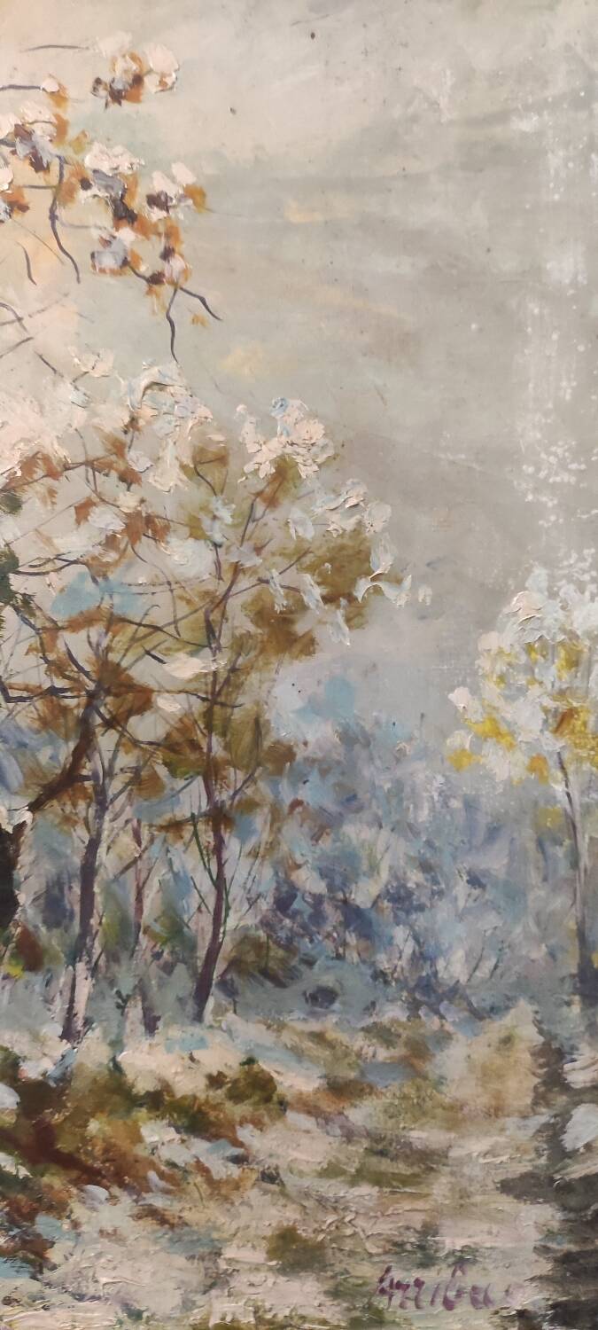 HST painting under snowy woods by Roland Arribas