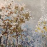 Tableau HST sous bois enneigé signé Roland Arribas