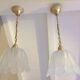 Pair of pendant lamps bell in frosted glass style art deco