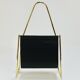 Porte-revues Carl Auböck II Midcentury, laiton et cuir noir, vintage, Autriche