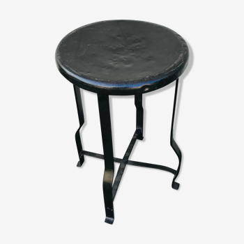 Vintage riveted metal bottom stool 1930