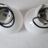 Duo of opaline and porcelain pendant lights