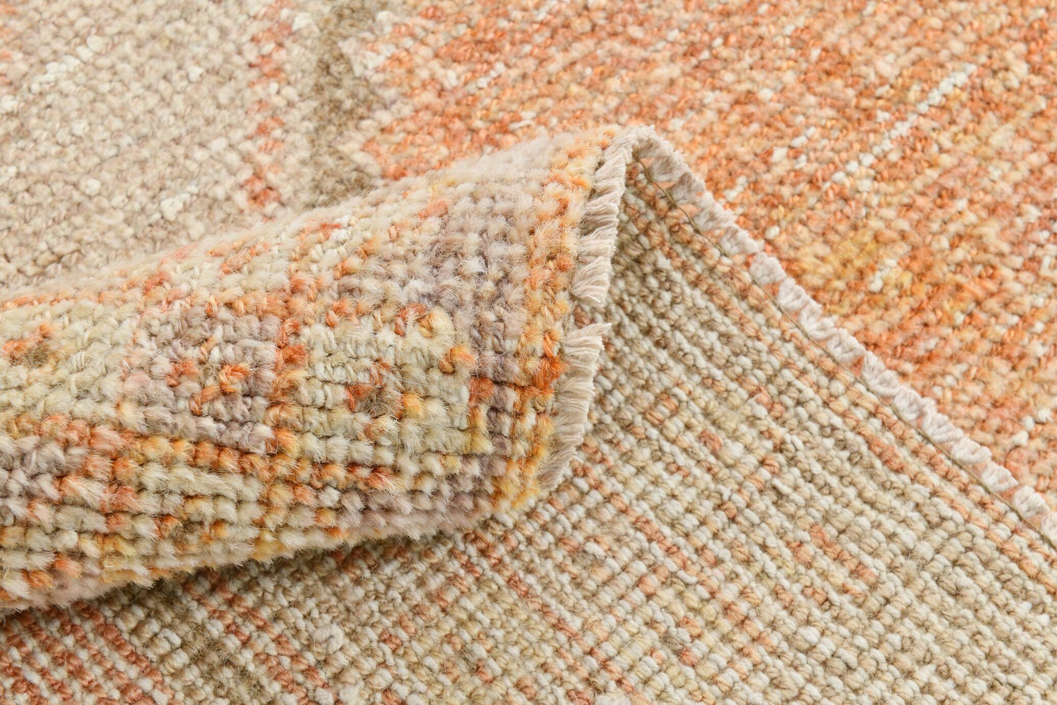 Pale Red & Cream Turkish Vintage Runner Rug, 83x376Cm