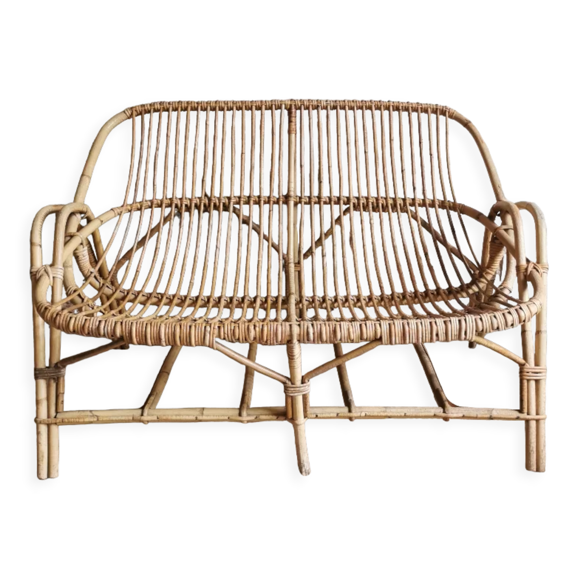 Antique rattan bench