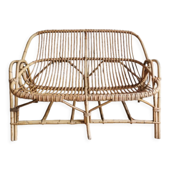 Antique rattan bench