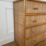 Vintage rattan chest of drawers