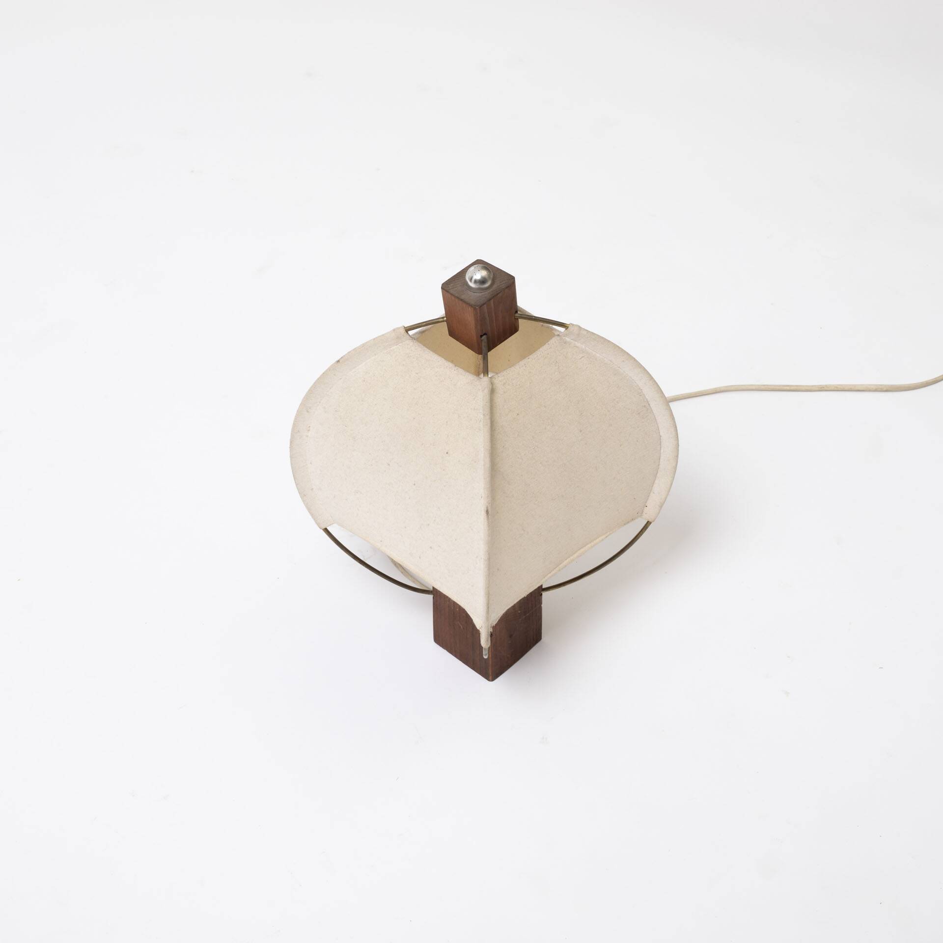 Table lamp in wood and canvas, Poland 1980s
