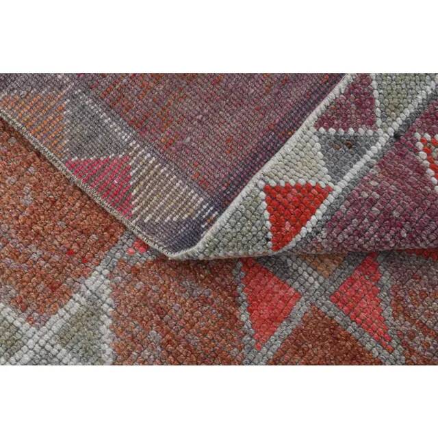 Rainbow Colorful Turkish Vintage Handmade Wool Runner Rug 86x358