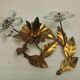 Candle holder gold metal and glass