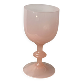 Goblet, stemmed glass in pink opaline, Portieux