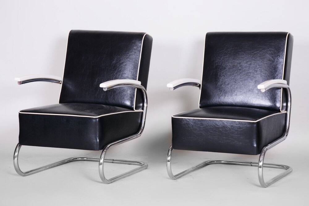 Set of Art Deco Armchairs attributed to Mücke Melder, 1930s