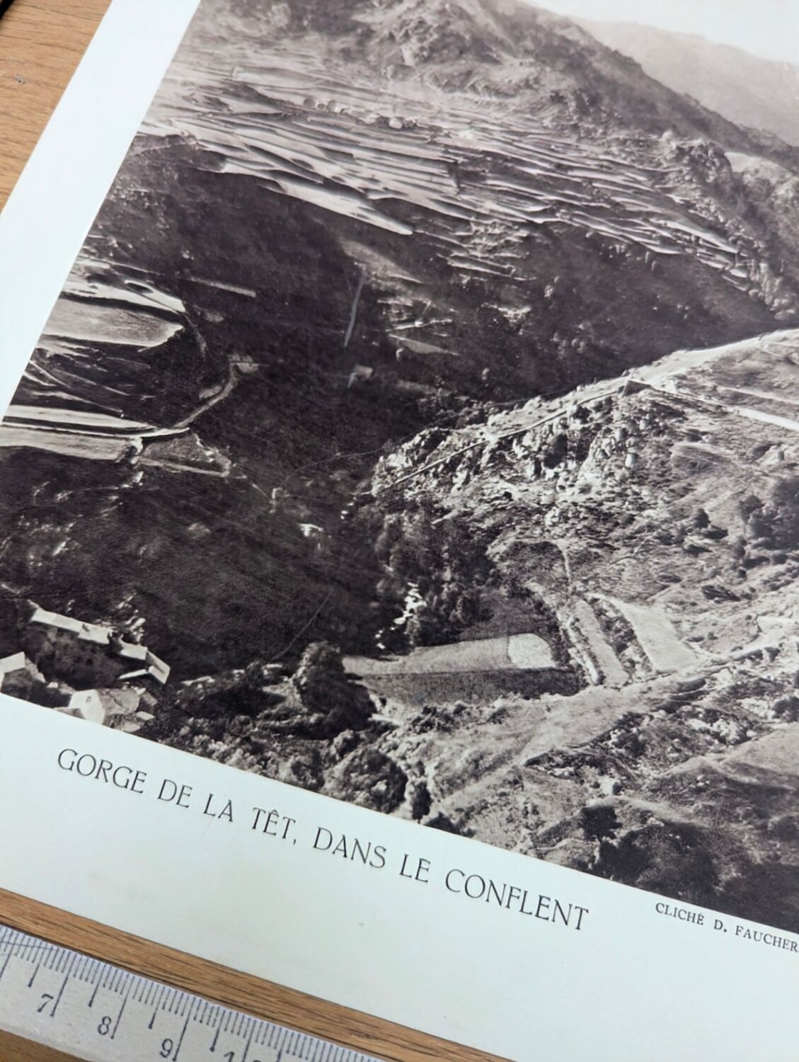 Gorge de la Têt, Pyrenees. Printed photo plate from 1937.