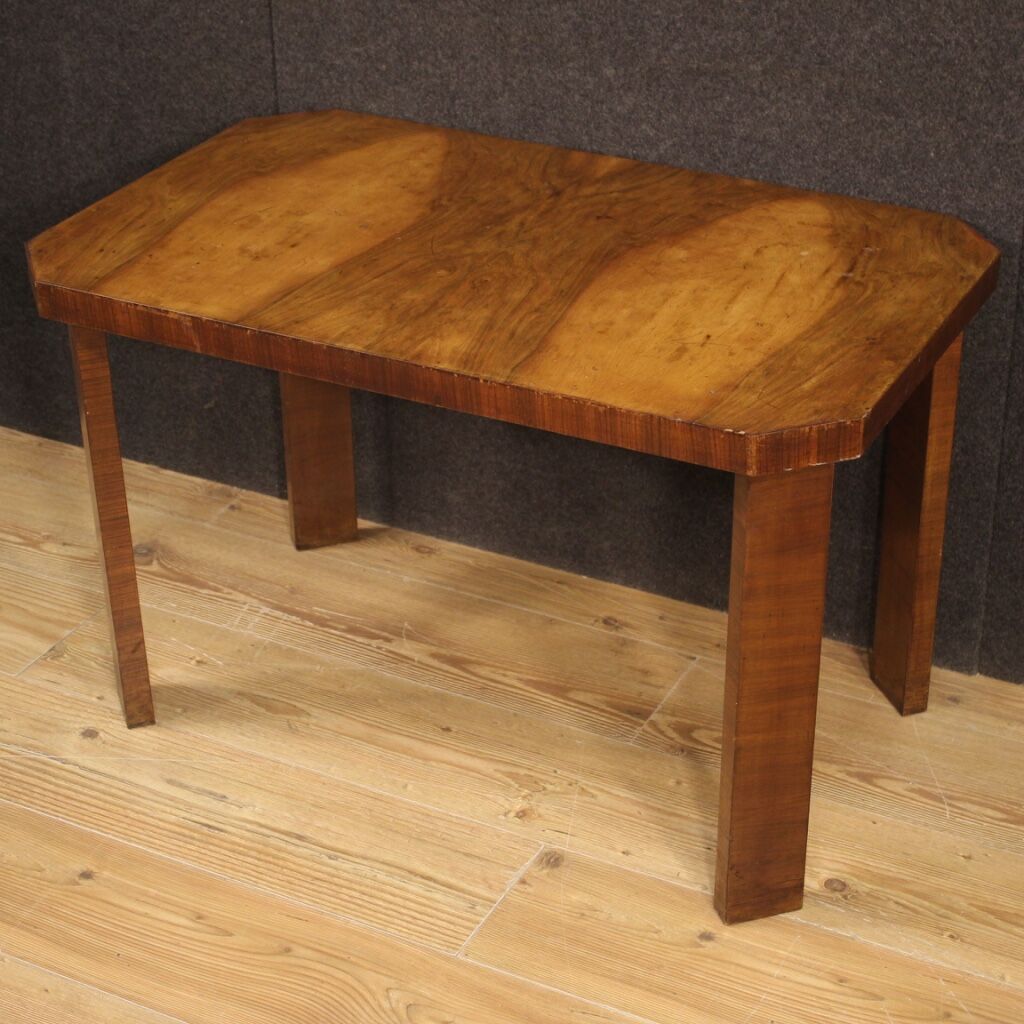 Italian coffee table in walnut wood in Art Deco style