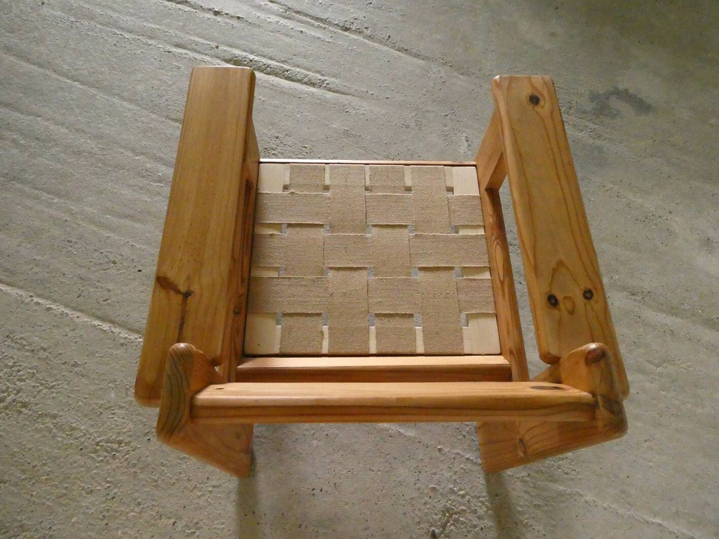 pair of pine armchairs, 1970