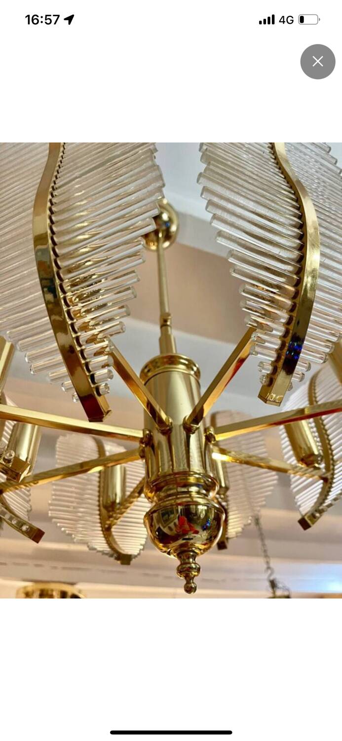Venini Palm chandelier in glass and gilding, Italy 1980