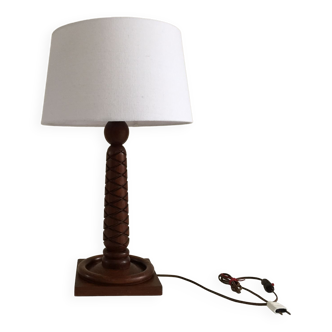 Lampe art déco en palissandre sculpté