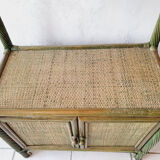 Bamboo shelf & green rattan