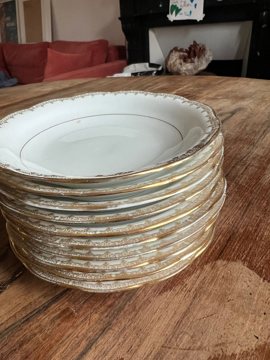 Set of 10 very small soup plates - Pommier Dureil 72 - Porcelain