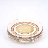 Six Gien earthenware plates, Etna model, 1970s