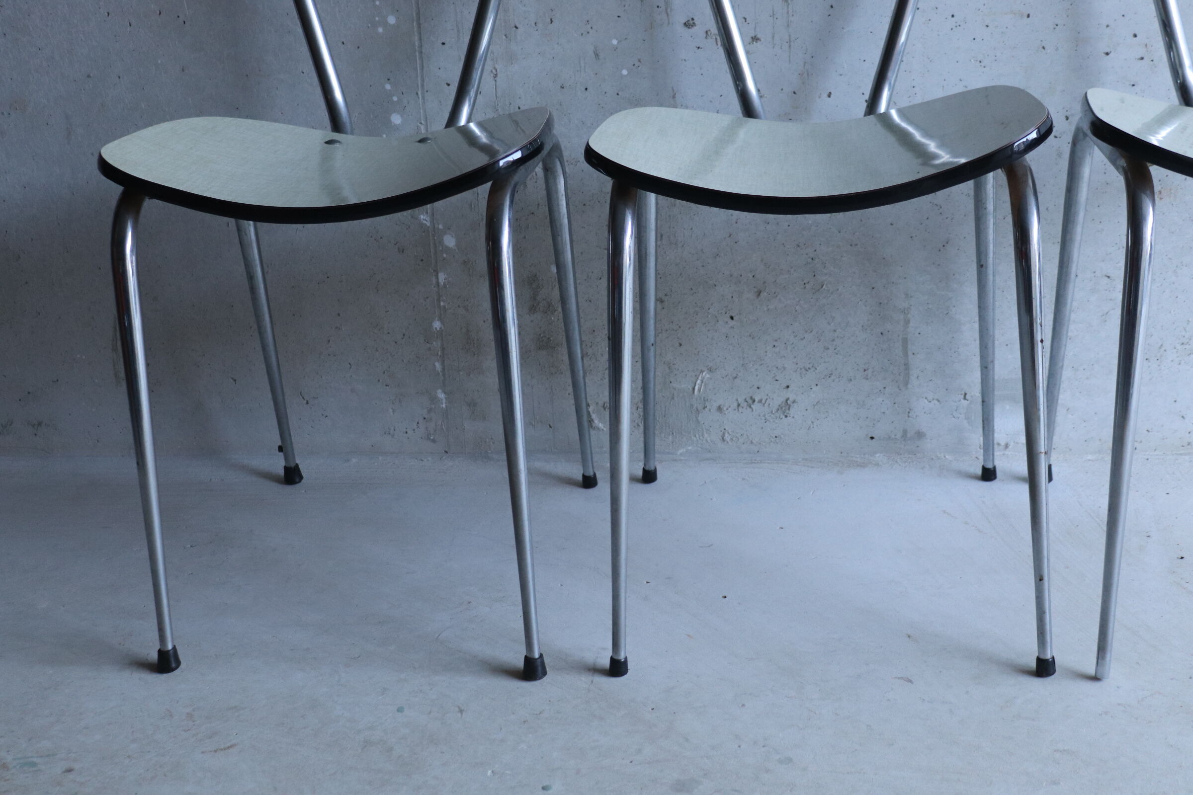 3 chairs in formica cream and khaki 50s