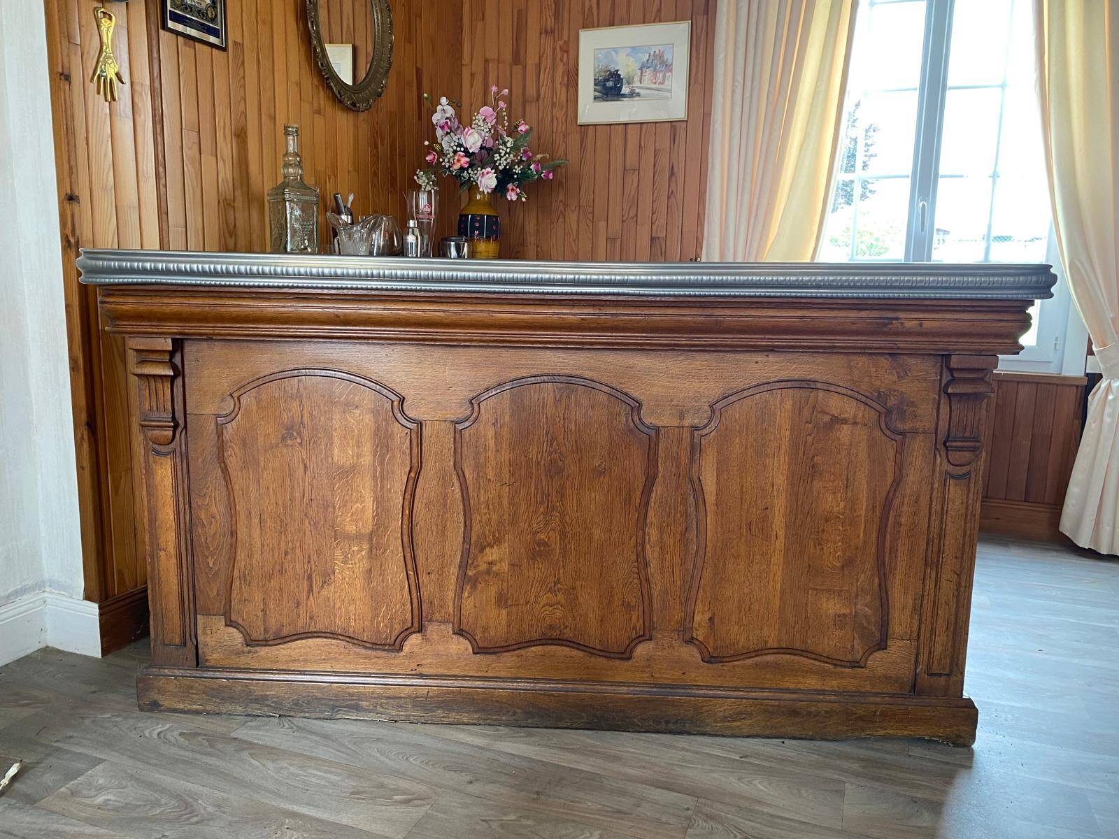 Comptoir Bar en étain 2 mètres - avec facture de 1923