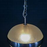 Vintage hanging lamp made of glass and chrome