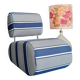 Curved armchair with blue and white stripes