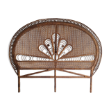 Peacock rattan headboard bed