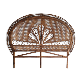 Peacock rattan headboard bed