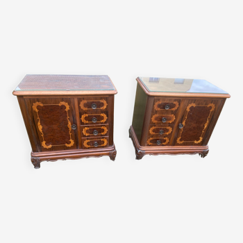 Pair of antique bedside tables