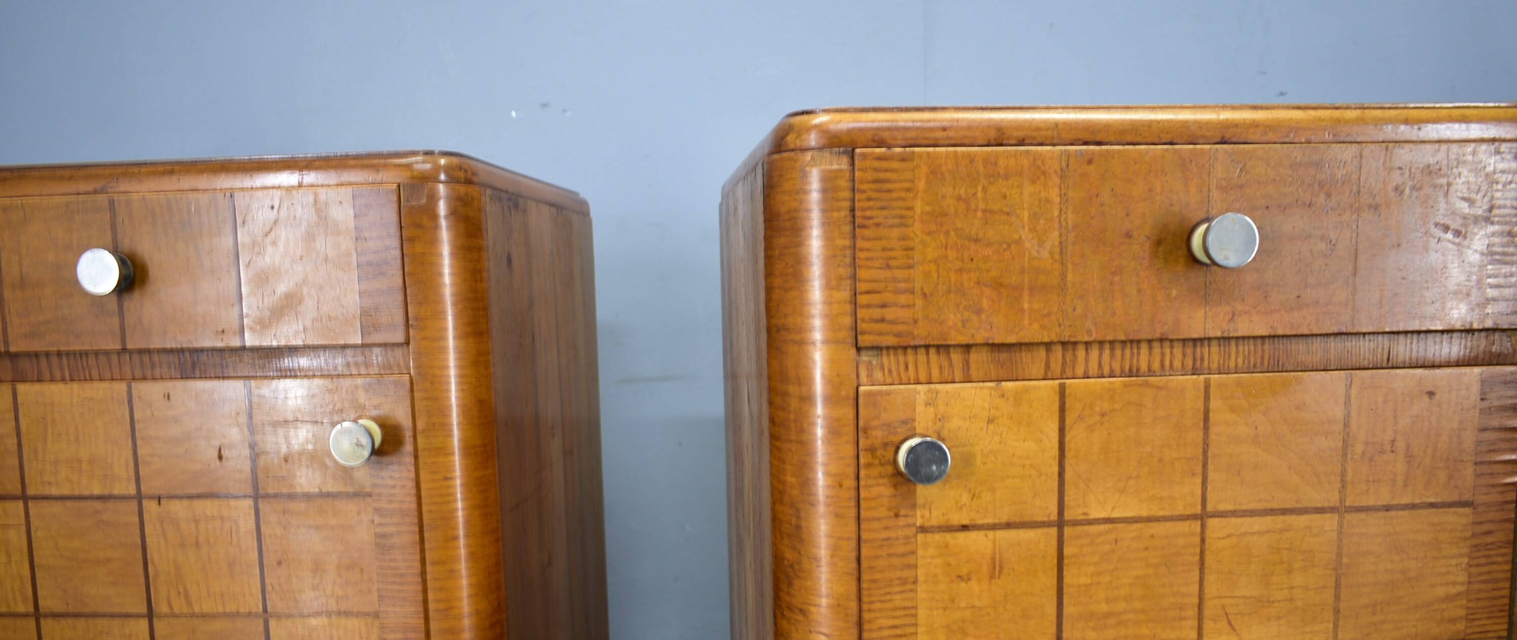 1940s pair of Art Deco bedside tables, Czechoslovakia