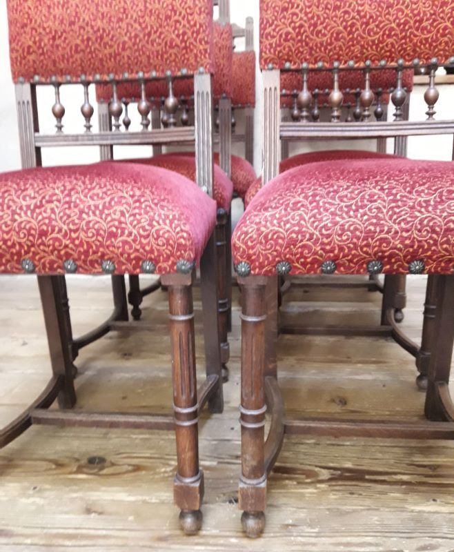 Series of 6 reupholstered Renaissance style chairs
