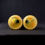 Paire de vase Art Déco en verre multicouche effet marmoréen abstrait coloré