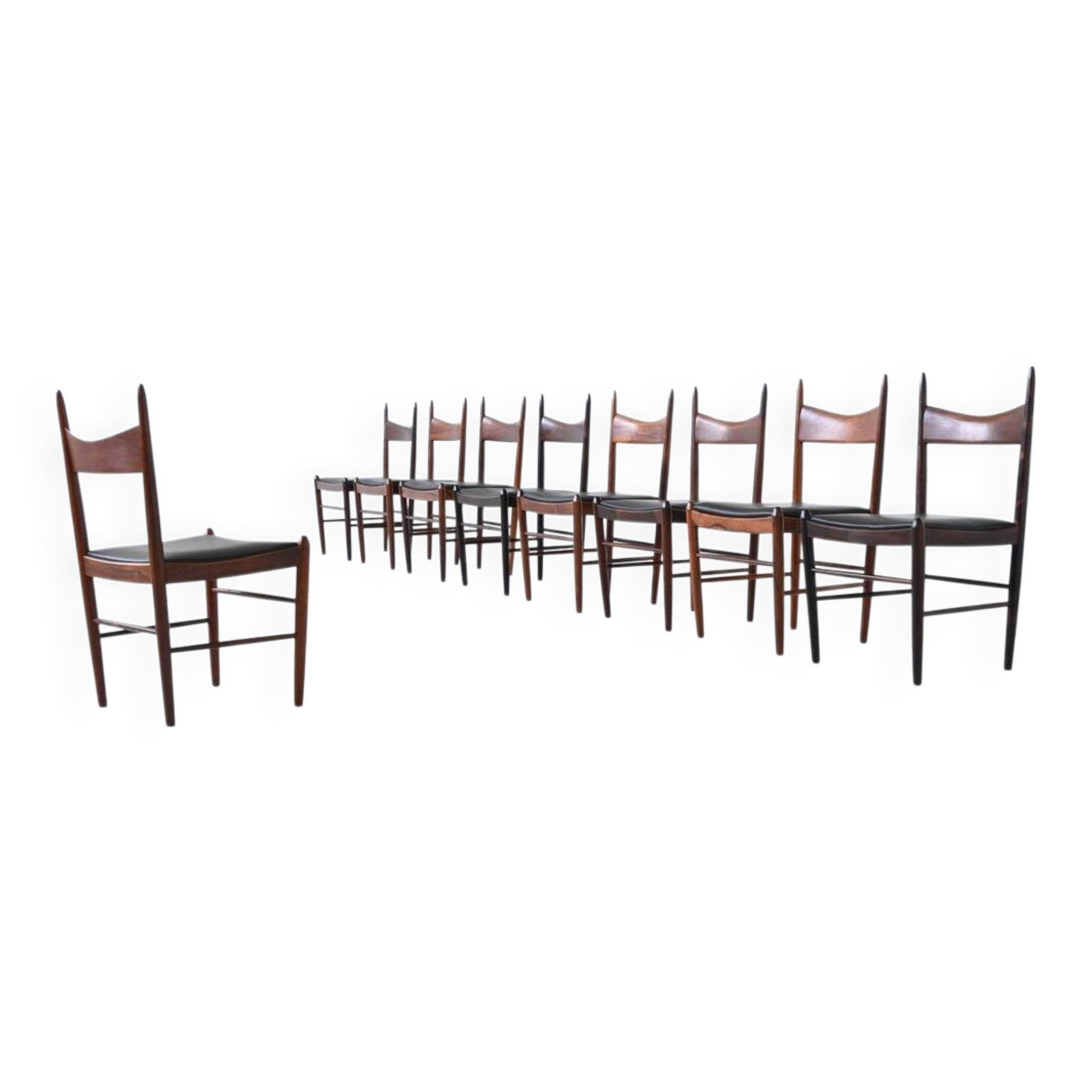 H. Vestervig Eriksen set of nine dining chairs rosewood Tromborg Denmark 1960