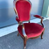 Red velvet voltaire armchair