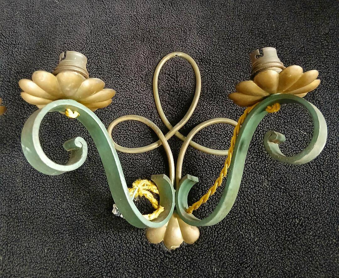 Art Deco wrought iron appliques in the style of Leleu 1940.