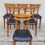 Scandinavian dining room set, 6 chairs with extendable table 1950s
