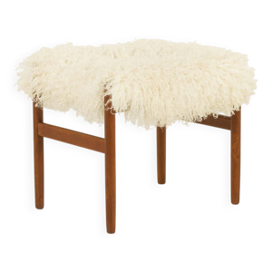 Pouf en teck danois des - recouvert